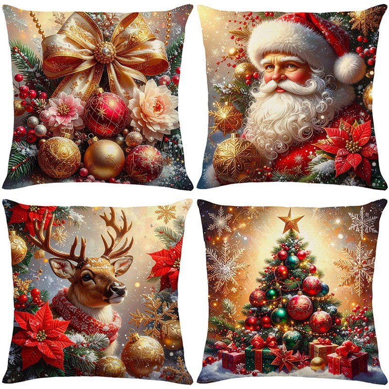 Christmas Festival Elk Rabbit Decorative Sofa Atmosphere Linen Cushion Cover