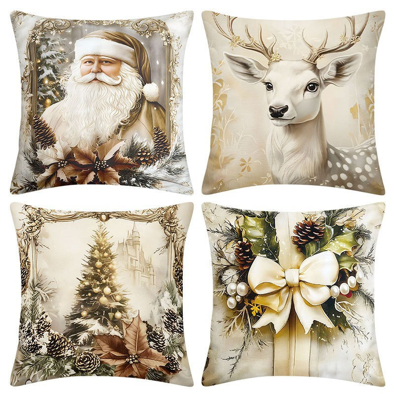 Christmas Festival Elk Rabbit Decorative Sofa Atmosphere Linen Cushion Cover