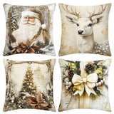 Christmas Festival Elk Rabbit Decorative Sofa Atmosphere Linen Cushion Cover