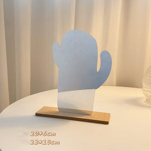 Makeup Mirror Ins Irregular Acrylic Decorative Mirror Wooden Base Cosmetic Beauty Tools