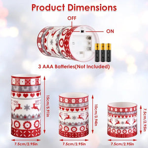 3Pcs/6Pcs/9Pcs Quantity Options Christmas Flameless LED Candles Deer Flickering Candle Lights Pillar Candles With 3 Lighting Modes Timer Remote Control