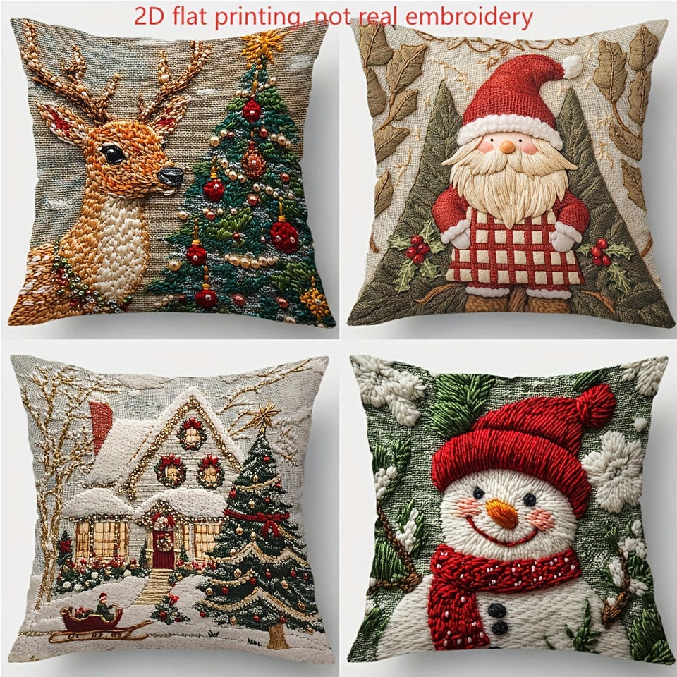 Christmas Festival Elk Rabbit Decorative Sofa Atmosphere Linen Cushion Cover