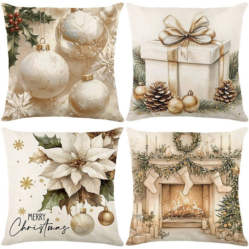 Christmas Festival Elk Rabbit Decorative Sofa Atmosphere Linen Cushion Cover