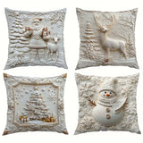 Christmas Festival Elk Rabbit Decorative Sofa Atmosphere Linen Cushion Cover