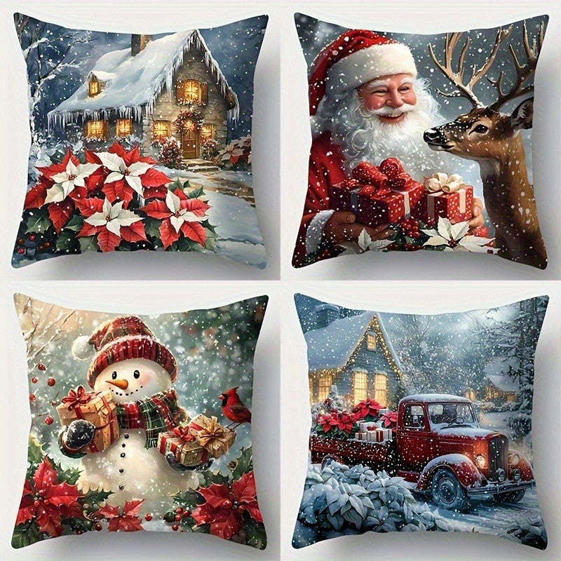 Christmas Festival Elk Rabbit Decorative Sofa Atmosphere Linen Cushion Cover