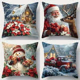 Christmas Festival Elk Rabbit Decorative Sofa Atmosphere Linen Cushion Cover
