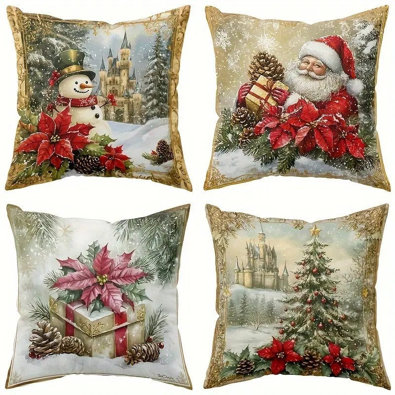 Christmas Festival Elk Rabbit Decorative Sofa Atmosphere Linen Cushion Cover