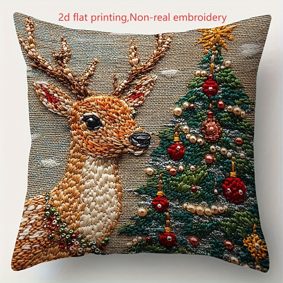 Christmas Festival Elk Rabbit Decorative Sofa Atmosphere Linen Cushion Cover