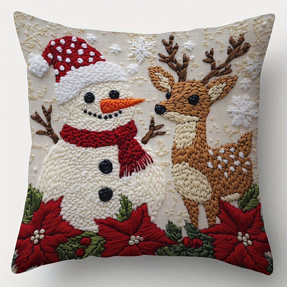 Christmas Festival Elk Rabbit Decorative Sofa Atmosphere Linen Cushion Cover