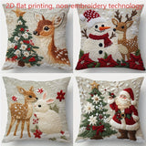 Christmas Festival Elk Rabbit Decorative Sofa Atmosphere Linen Cushion Cover