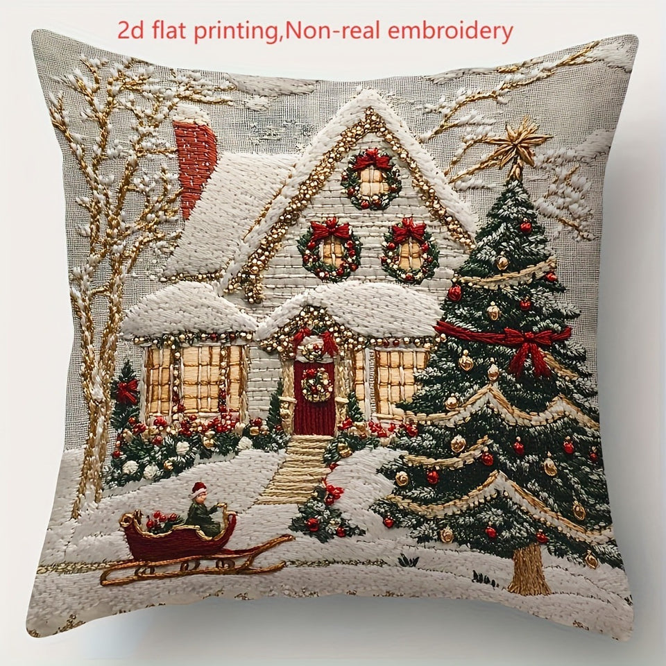 Christmas Festival Elk Rabbit Decorative Sofa Atmosphere Linen Cushion Cover
