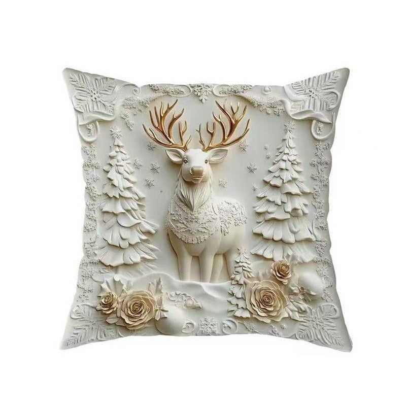 Christmas Festival Elk Rabbit Decorative Sofa Atmosphere Linen Cushion Cover